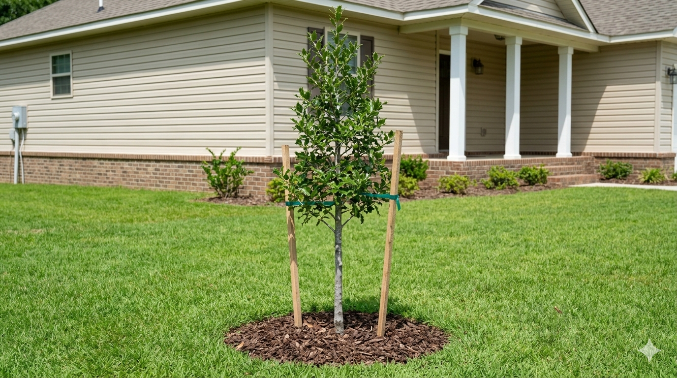 Newly-planted American Holly